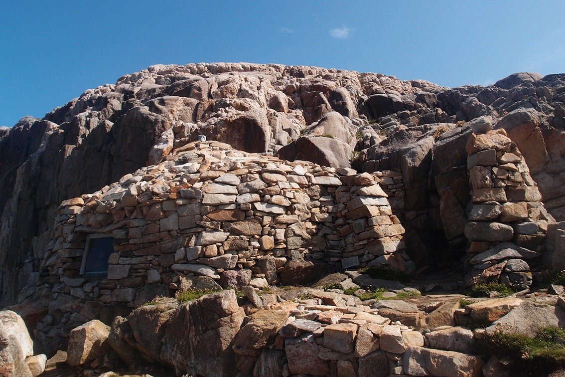 The Bothy, a dramatic bothy built into the side of a cliff on the Isle of Lewis., Scotland.