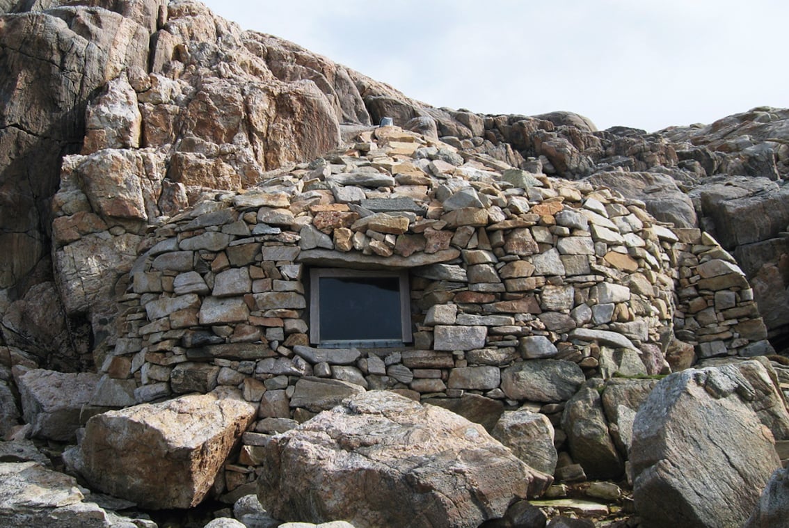 The Bothy, a dramatic bothy built into the side of a cliff on the Isle of Lewis., Scotland.