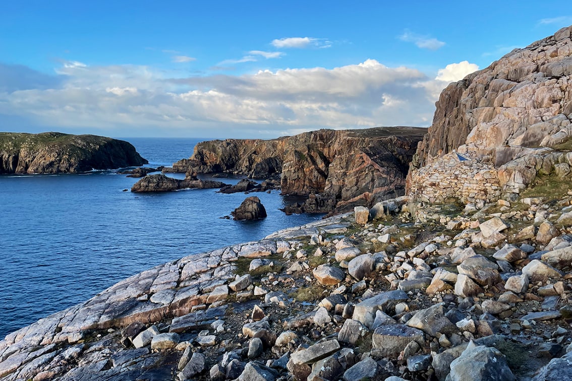 The Bothy, a dramatic bothy built into the side of a cliff on the Isle of Lewis., Scotland.