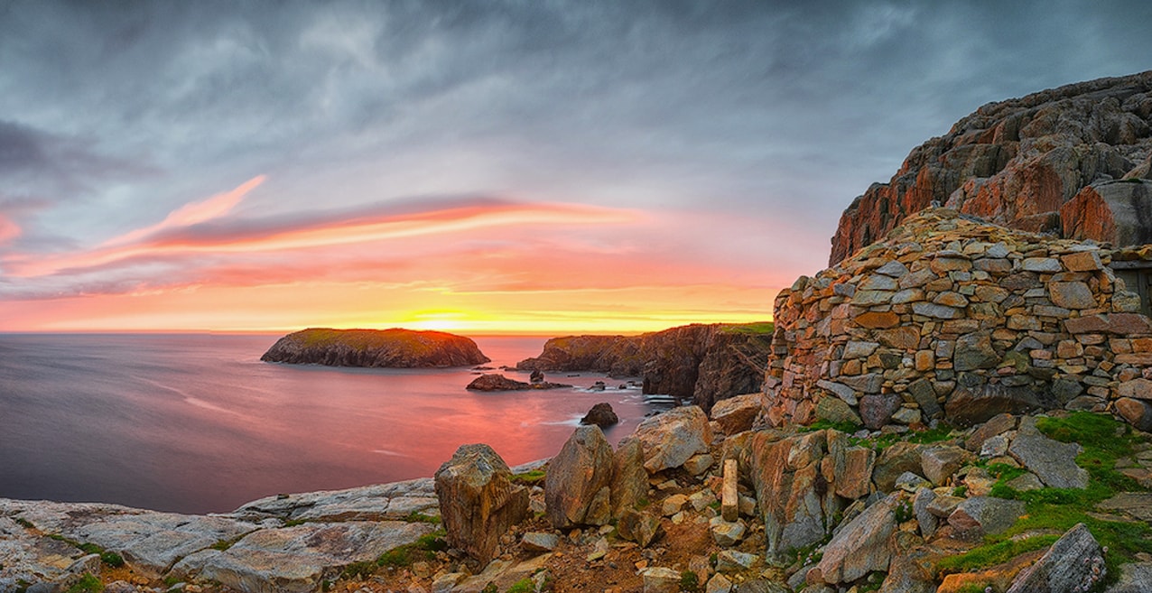 The Bothy, a dramatic bothy built into the side of a cliff on the Isle of Lewis., Scotland.